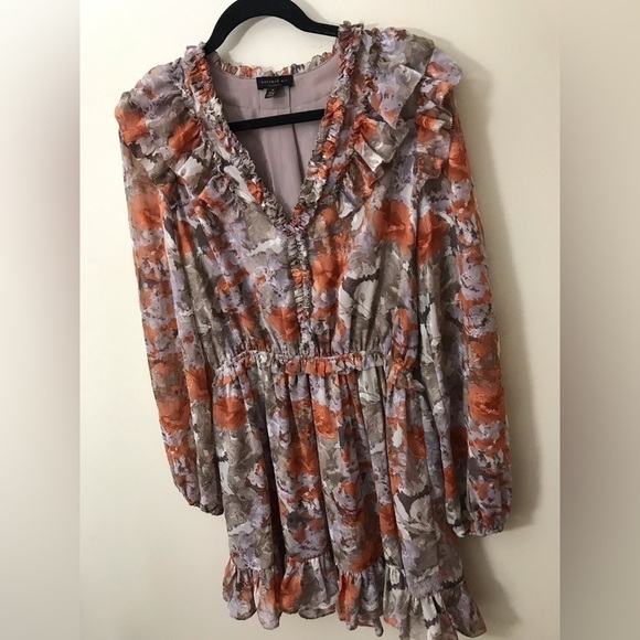 ANTHROPOLOGIE Current Air Womens Picot Stitch Ruffles Floral Mini Dress Size S - Picture 5 of 16